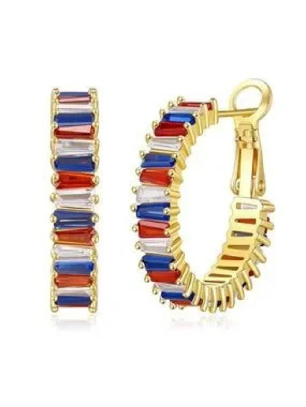 Patriotic Red White & Blue Crystal Hoop Earrings| 4th of July Glam